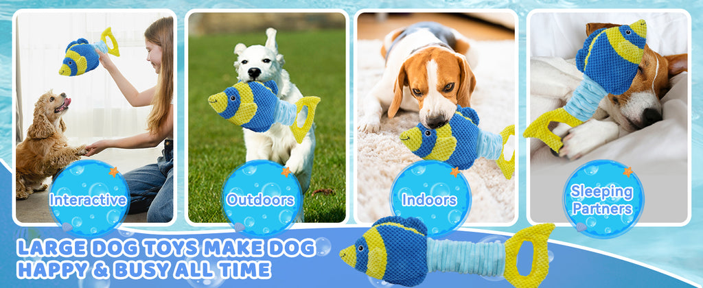 Dog Toys, Interactive Fish Puppy Toys with Crinkle Paper to Keep Them Busy