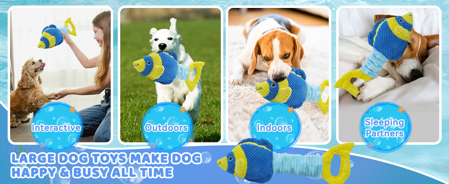 Dog Toys, Interactive Fish Puppy Toys with Crinkle Paper to Keep Them Busy