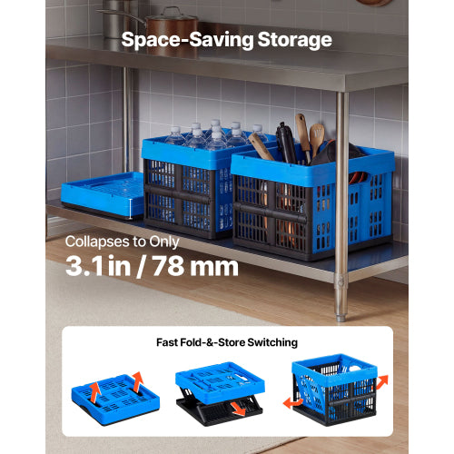 Collapsible Storage Crates Set of 3, 25 Liter Plastic Folding Storage Bins with Handles, Stackable Heavy Duty Organizer
