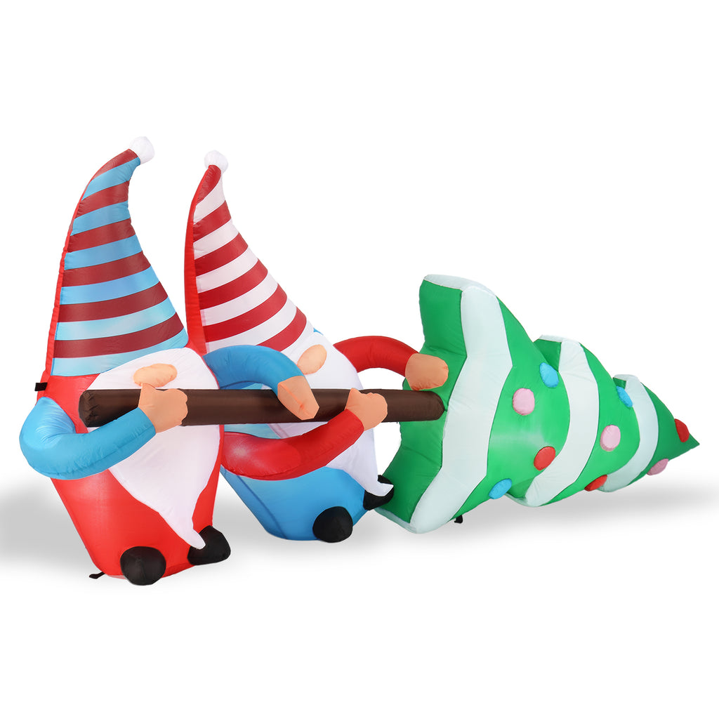 AEELLEEA-Christmas Inflatable Decoration, Two Cute Gnomes Pulling Christmas Tree with LED Lights