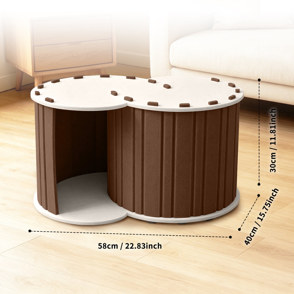 Cat Tunnel Bed with Hideaway House, Collapsible Indoor Cat Play Tunnel for Resting and Playing, Enclosed Pet Nest for Cats Kittens and Small Animals