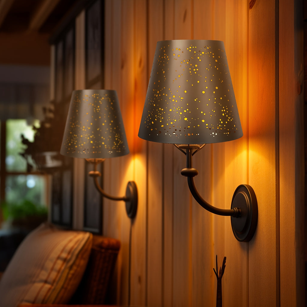 ALUCSET Mini Lamp Shades, Set of 2, 5x8x7 Inch, Black Gold, Clip-On Chandelier Shades