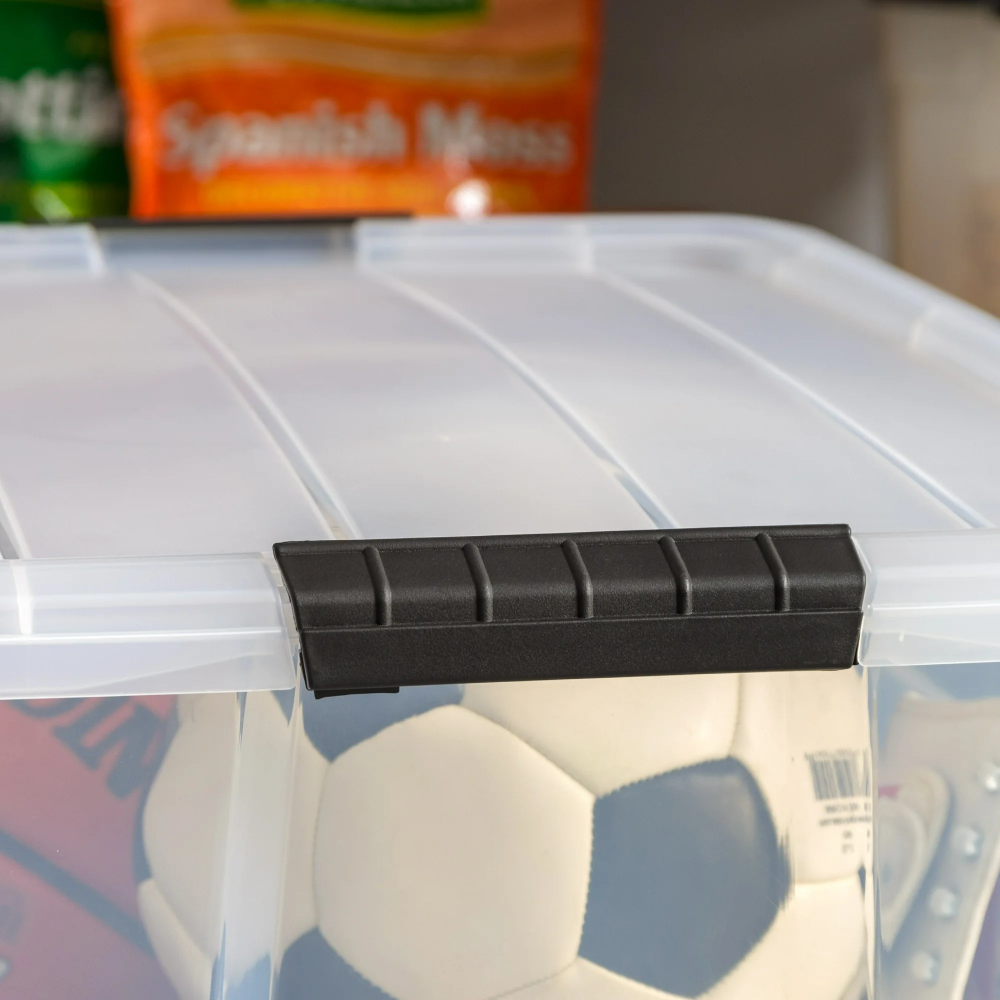 AEELLEEA 60 Qt Clear Plastic Storage Bins with Latching Lids, Stackable Storage Containers, 4 Pack for Home Garage Basement