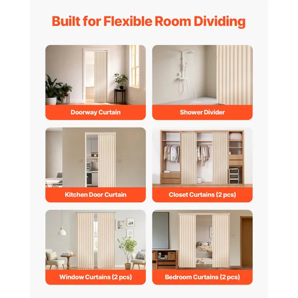 AEELLEEA Accordion Folding Door Curtain 24-39"W x 78"H, Magnetic Closure Water Repellent Privacy Divider for Doorway Bathroom