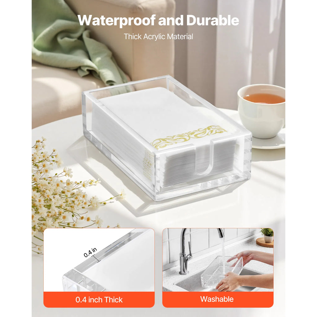 Clear Acrylic Napkin Holder, U-Shaped Guest Towel Tray for Bathroom & Kitchen, Disposable Paper Towel Holder, 9.1x5.5x2.6 Inch