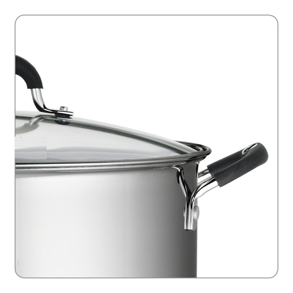 AEELLEEA Stainless Steel Stock Pot with Glass Lid, Large Cooking Pot with Dual Side Handles for Soups, Pasta and Stews