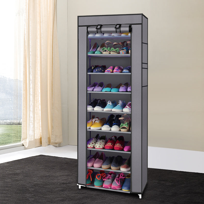 10 Tiers 9 Lattices Non‑Woven Fabric Shoe Rack Closet Storage Organizer Dustproof Shoe Cabinet for Entryway