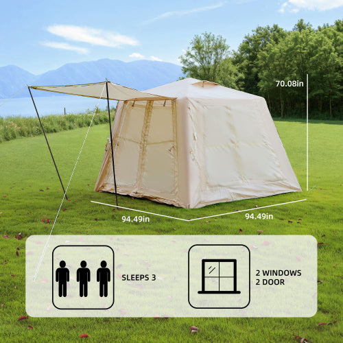 Inflatable Camping Tent 3 Person, 94.49x94.49 Inch Pop Up Air Tent with Pump, PU3000 Waterproof Instant Tent for Outdoor