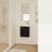 16 Inch Bathroom Vanity with Sink, Small Black Bathroom Cabinet with Ceramic Basin, Soft Close Door