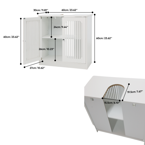 White Bathroom Vanity Cabinet without Sink, 24 Inch Freestanding Louvered Double Door Bathroom Storage Cabinet
