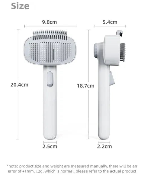AEELLEEA Dual Function Adjustable Pet Grooming Brush, 2 in 1 Dog Cat Hair Comb with One-Click Hair Removal, Rounded Safe Comb Teeth