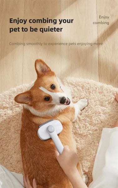 AEELLEEA Dual Function Adjustable Pet Grooming Brush, 2 in 1 Dog Cat Hair Comb with One-Click Hair Removal, Rounded Safe Comb Teeth