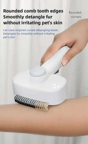 AEELLEEA Dual Function Adjustable Pet Grooming Brush, 2 in 1 Dog Cat Hair Comb with One-Click Hair Removal, Rounded Safe Comb Teeth
