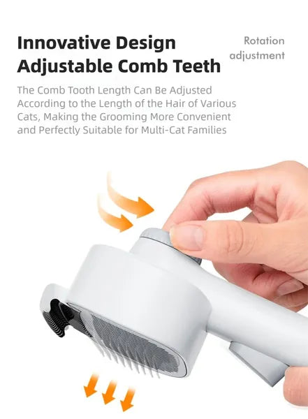 AEELLEEA Dual Function Adjustable Pet Grooming Brush, 2 in 1 Dog Cat Hair Comb with One-Click Hair Removal, Rounded Safe Comb Teeth