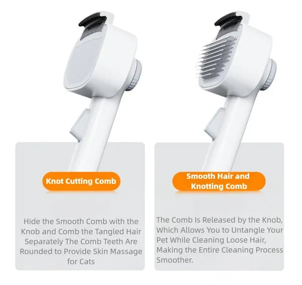 AEELLEEA Dual Function Adjustable Pet Grooming Brush, 2 in 1 Dog Cat Hair Comb with One-Click Hair Removal, Rounded Safe Comb Teeth