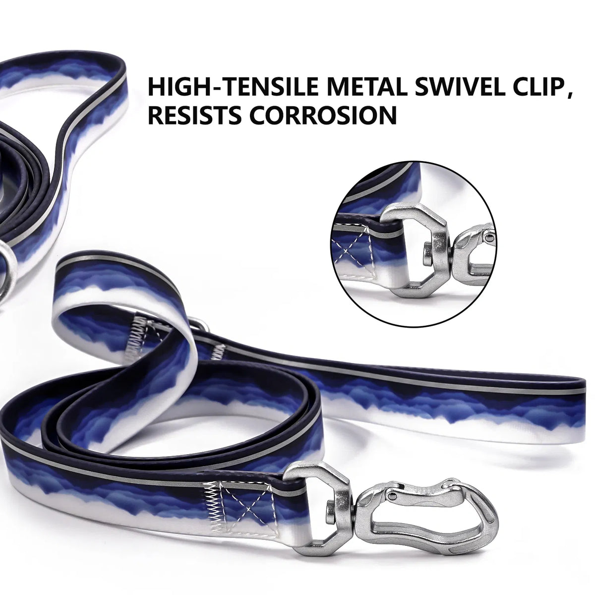 Blue Cloud Mountain Medium Dog Leash, Floral Printed Silicone Pet Walking Lead, Comfort Padded Handle for Medium Dogs