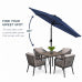Outdoor Patio Umbrella Dark Blue, Square Top Sun Shade with Silver Pole and Base, Tilt Adjustable for Deck Backyard Garden