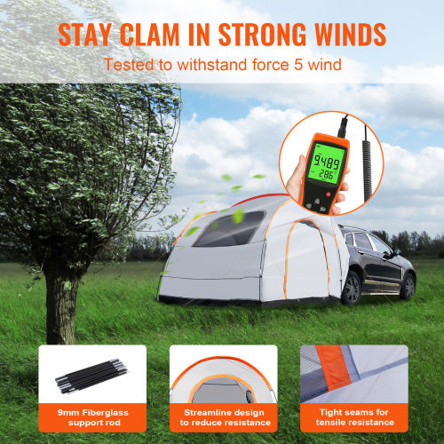 SUV Tailgate Tent 94x94x91 Inch, Car Camping Tent for 6-8 People, Waterproof Vehicle Awning Tent with Fiberglass Poles