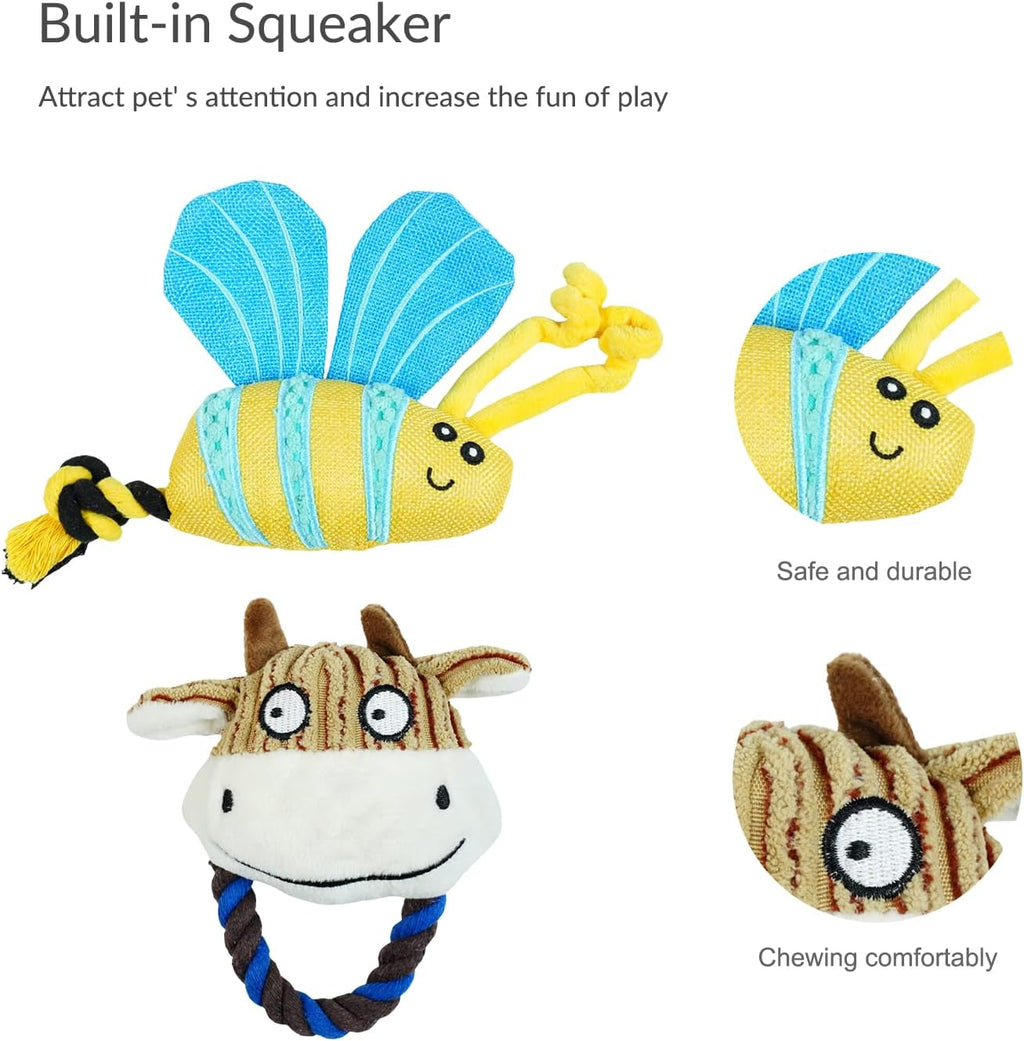 Squeaky Plush Dog Toys for Puppy Small Medium Dogs, Cute Soft Stuffed Puppy Toys for Teeth Cleaning and Boredom.Dog Toys to Kepp Them Busy