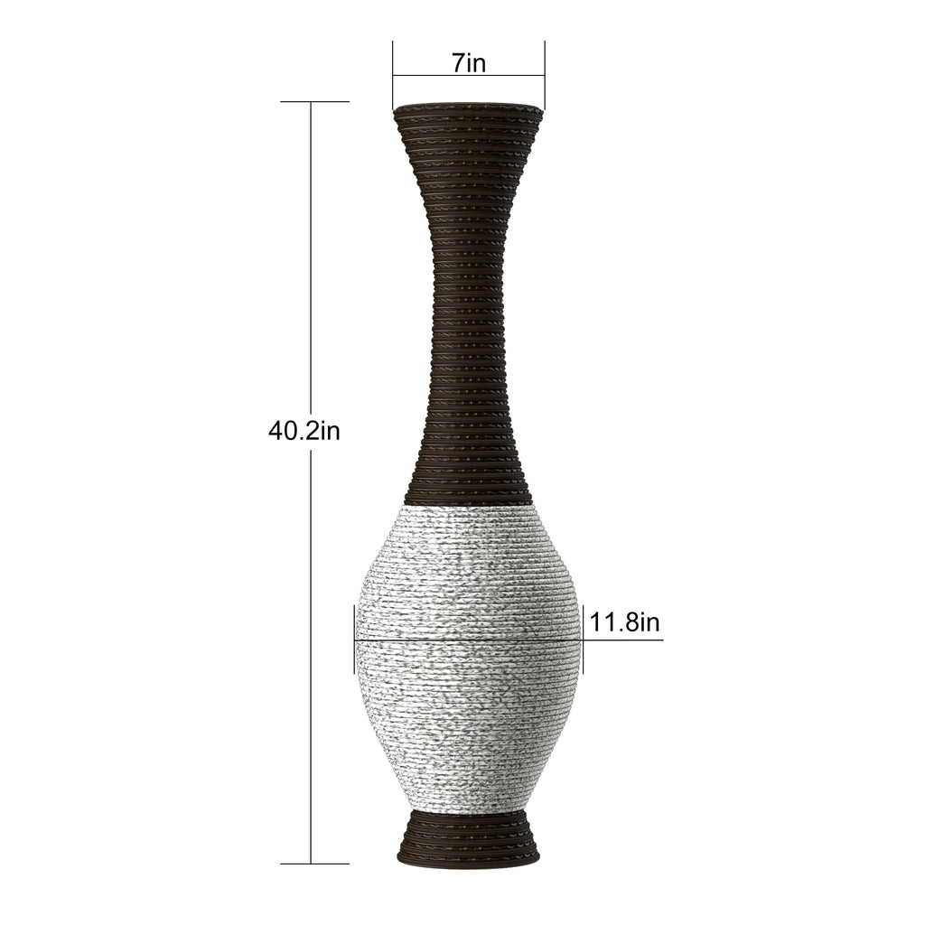 AEELLEEA Tall Woven Floor Dry Vase, 40.2"H x 11.8" D, Two-Tone Textured Decor Vase for Pampas Grass & Dried Branches, Boho Farmhouse Entryway Living Room Decor