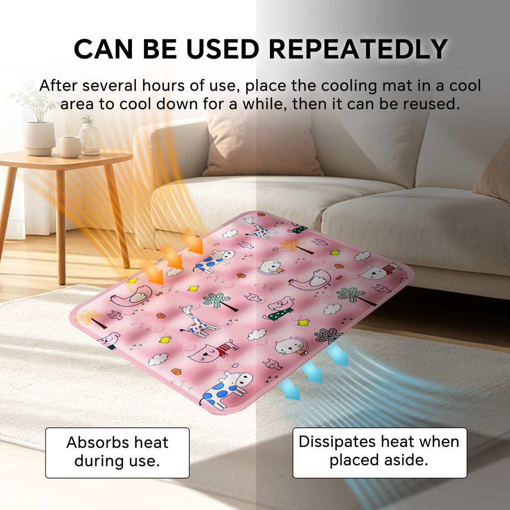 Water-Fill Pet Cooling Mat for Cats & Dogs, Reusable Washable Summer Cooling Pad, Pink, 35.43" x 23.62"
