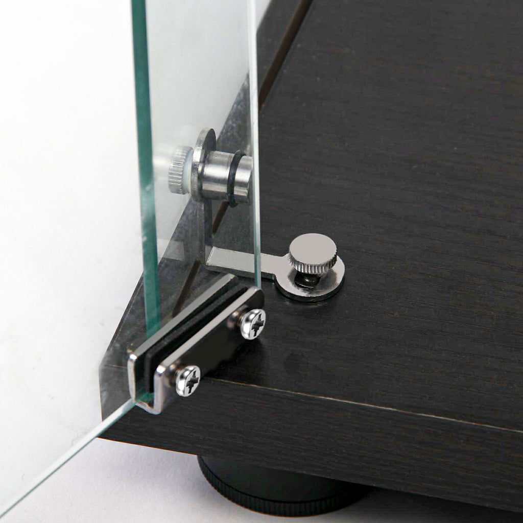 AEELLEEA Black Tempered Glass Display Cabinet with Lockable Door, Adjustable Shelves & Lockable Casters for Collectibles