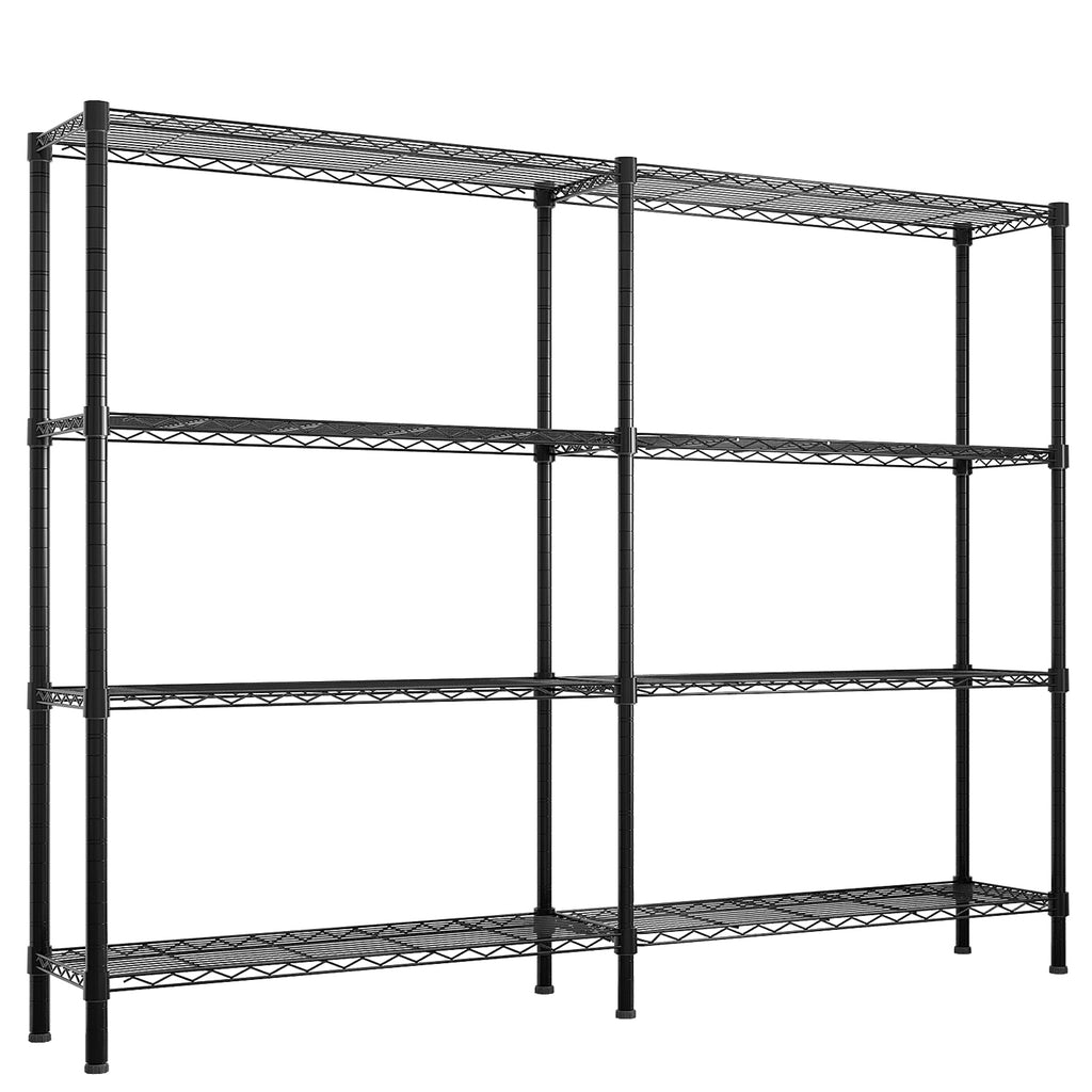 AEELLEEA 4-Tier Wire Storage Shelving Unit, 59.1"W x13.8"D x57.9"H, Heavy Duty Adjustable Metal Rack, Convertible L or H Shape