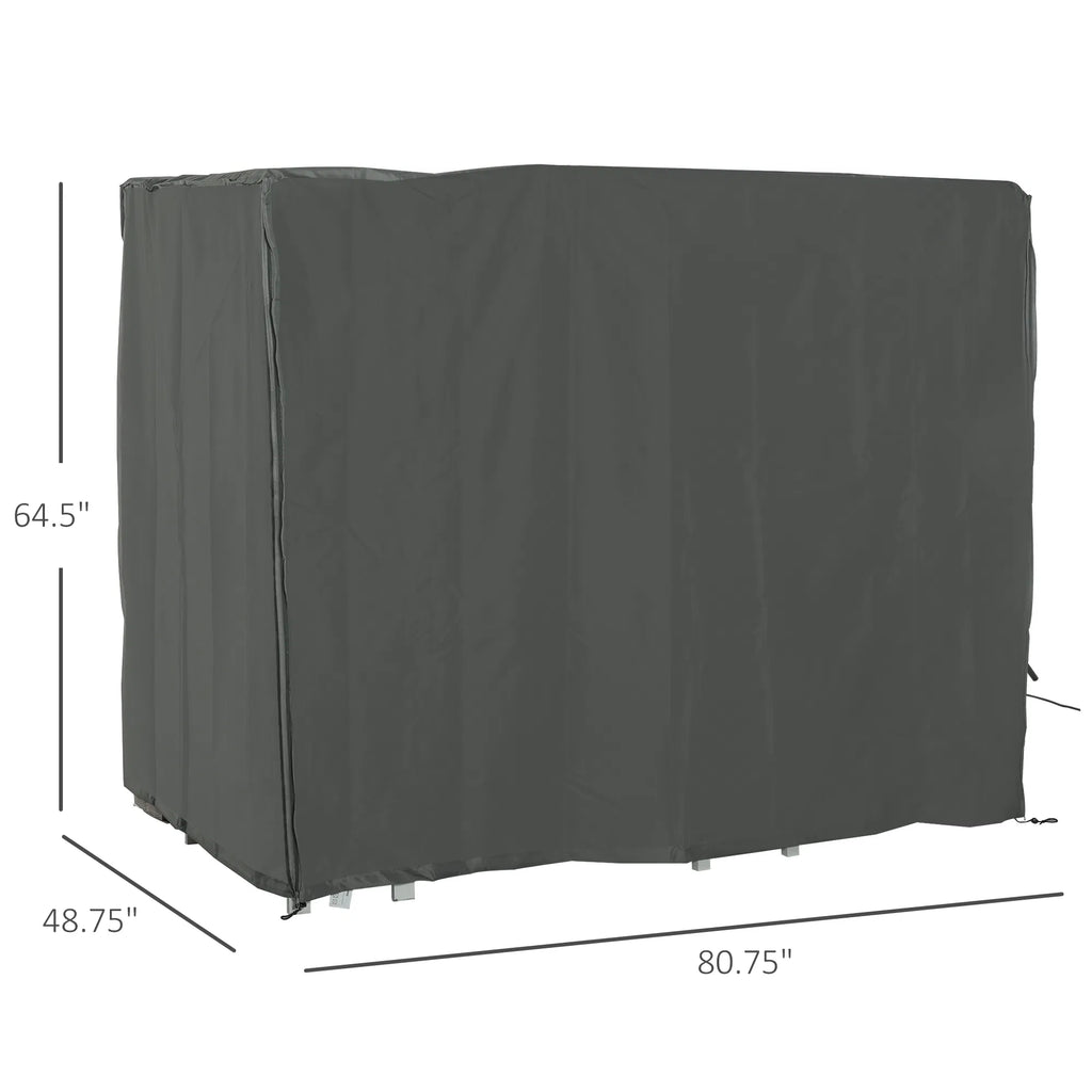 Outdoor Patio Swing Chair Cover, Waterproof 600D Oxford, UV-Resistant with Zipper & Drawstring, 80.75 x 48.75 x 64.5 in, Gray