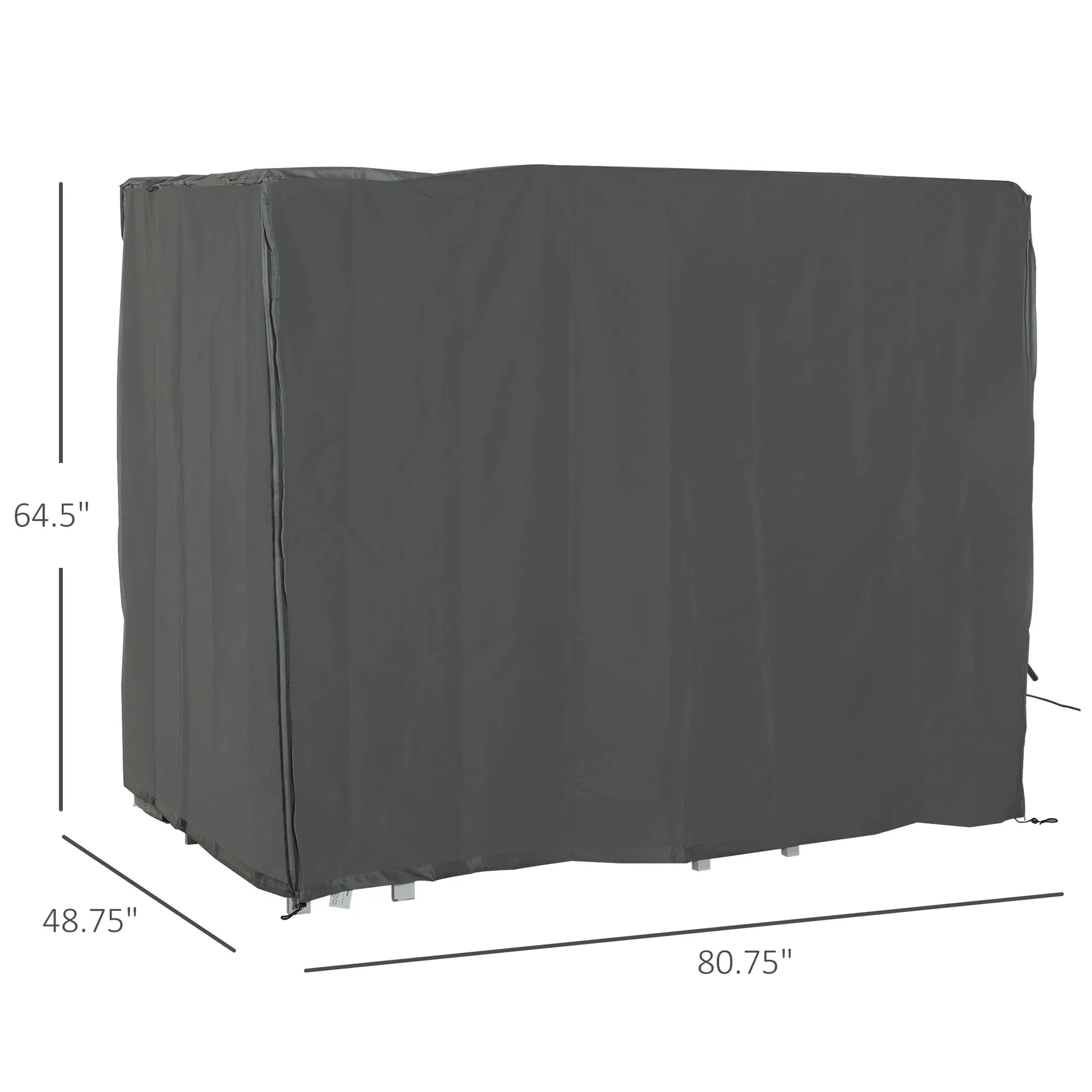 Outdoor Patio Swing Chair Cover, Waterproof 600D Oxford, UV-Resistant with Zipper & Drawstring, 80.75 x 48.75 x 64.5 in, Gray
