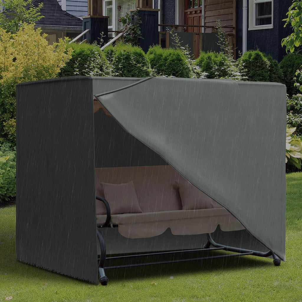 Outdoor Patio Swing Chair Cover, Waterproof 600D Oxford, UV-Resistant with Zipper & Drawstring, 80.75 x 48.75 x 64.5 in, Gray