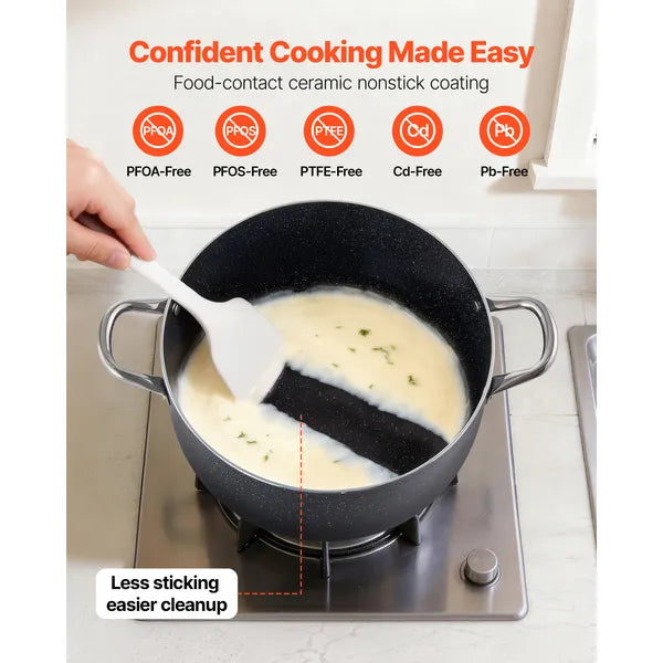 12 Quart Ceramic Non-Stick Stockpot with Glass Lid, Large Aluminum Soup Pot for All Stovetops