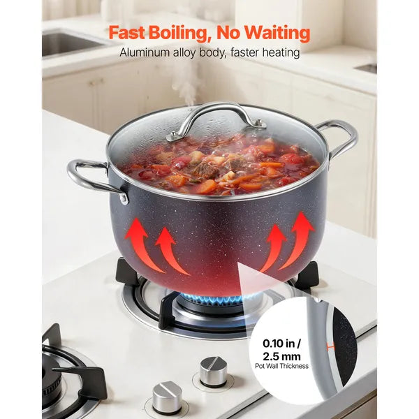 12 Quart Ceramic Non-Stick Stockpot with Glass Lid, Large Aluminum Soup Pot for All Stovetops