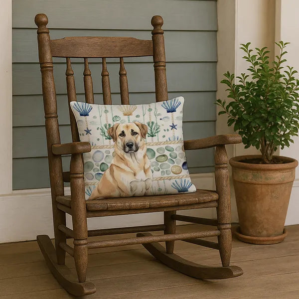 Aeelleea Anatolian Shepherd Dog Coastal Sea Glass Pillow 18x18 Indoor Outdoor