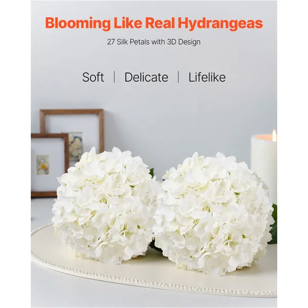 105Pcs White Silk Artificial Hydrangea Flowers Bulk, Faux Hydrangea with Stems for DIY Wedding Bouquet, Home & Party Table Centerpieces