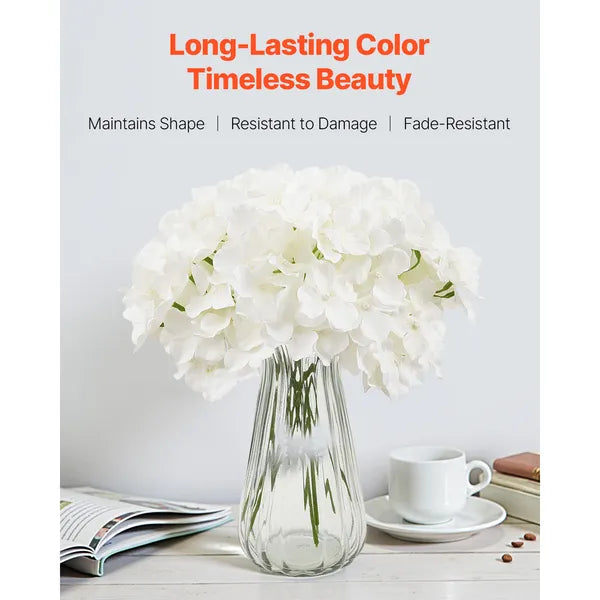 105Pcs White Silk Artificial Hydrangea Flowers Bulk, Faux Hydrangea with Stems for DIY Wedding Bouquet, Home & Party Table Centerpieces