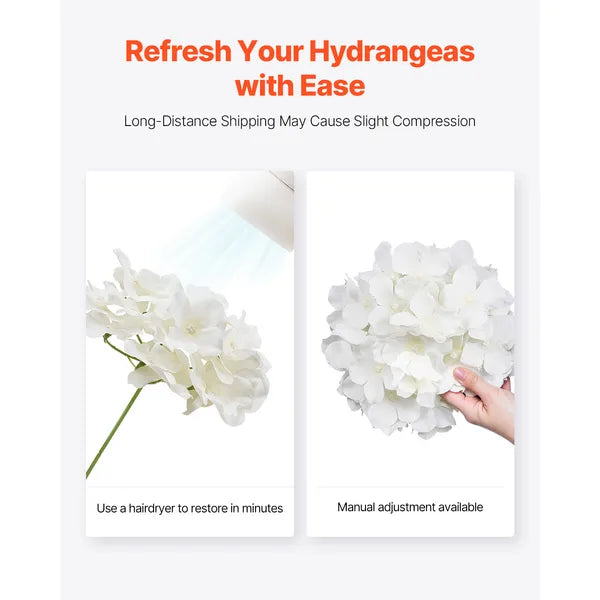 105Pcs White Silk Artificial Hydrangea Flowers Bulk, Faux Hydrangea with Stems for DIY Wedding Bouquet, Home & Party Table Centerpieces