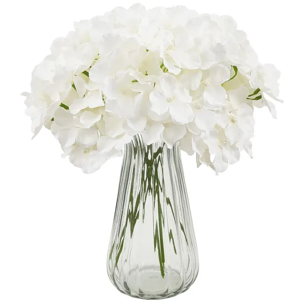 105Pcs White Silk Artificial Hydrangea Flowers Bulk, Faux Hydrangea with Stems for DIY Wedding Bouquet, Home & Party Table Centerpieces