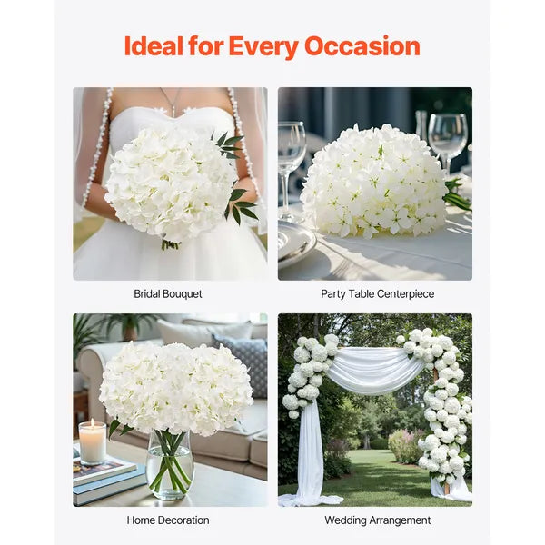 105Pcs White Silk Artificial Hydrangea Flowers Bulk, Faux Hydrangea with Stems for DIY Wedding Bouquet, Home & Party Table Centerpieces