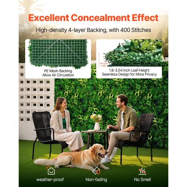 12-Pack Artificial Boxwood Grass Wall Panels, 20x20 Inch UV Protected Greenery Backdrop for Indoor Outdoor Wedding Garden Fence Decor