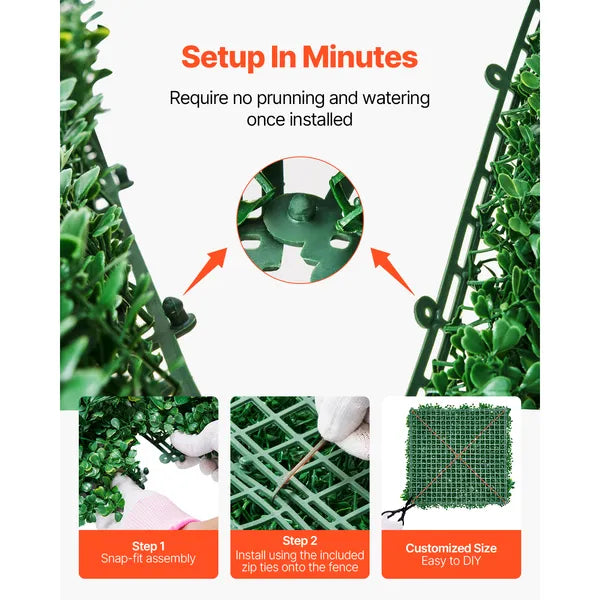 12-Pack Artificial Boxwood Grass Wall Panels, 20x20 Inch UV Protected Greenery Backdrop for Indoor Outdoor Wedding Garden Fence Decor