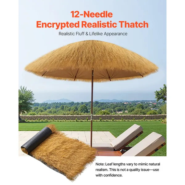AEELLEEA-Artificial PE Thatch Roof Roll, 47.2x15.7in Natural Lifelike Simulated Straw Mat, Waterproof UV Resistant for Garden Resort