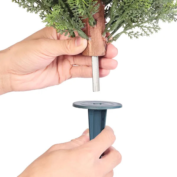 2 Pack 16 Inch Artificial Topiary Trees with Ground Spike, Realistic PE Faux Cypress Shrubs, Weather Resistant Fake Plants for Front Porch, Garden, Patio & Indoor Decor