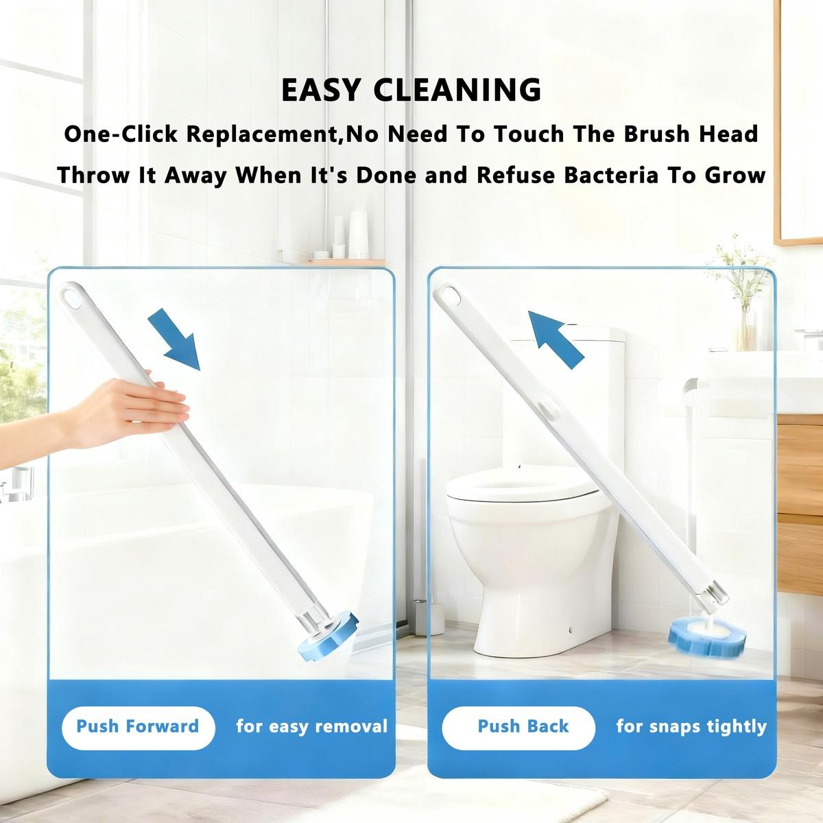 Disposable Toilet Brush with 24 Replacement Refill Heads, Wall‑Mounted Toilet Bowl Cleaning System, Deep‑Clean Toilet Scrubber, No‑Touch Disposal, Bathroom Cleaning Tools