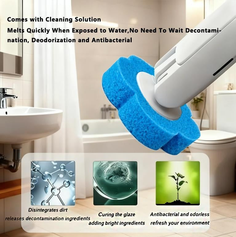 Disposable Toilet Brush with 24 Replacement Refill Heads, Wall‑Mounted Toilet Bowl Cleaning System, Deep‑Clean Toilet Scrubber, No‑Touch Disposal, Bathroom Cleaning Tools