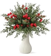 Christmas Pre-Lit LED Garland, Artificial Pine Garland with Red Berries & Pine Cones, Battery Powered Waterproof, Fireplace Mantel Holiday Decor