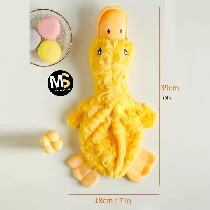 Makang Store, Crinkle Dog Toy for All Breeds Size; Cute No-Stuffing Duck with Soft Squeaker - Perfect for Indoor Puppies and Outdoor Senior Dogs. No-Mess Chew and Play - Yellow.