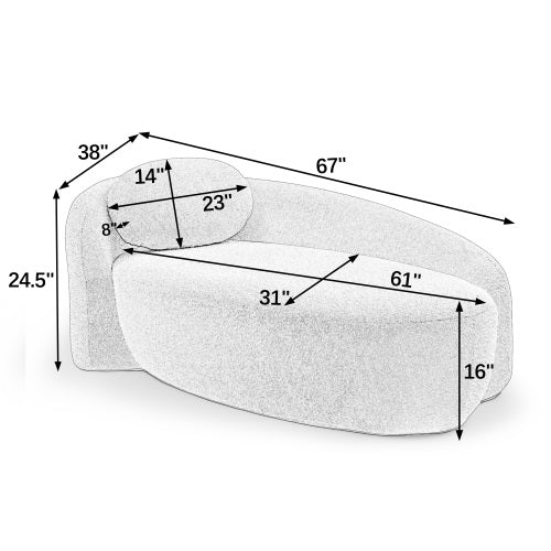 AEELLEEA Gray Upholstered Chaise Lounge Sofa with Pillow, Modern Curved Accent Seating for Living Room