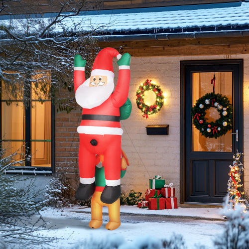 AEELLEEA 7' Inflatable Santa Christmas Decoration with Built-In LED Lights, Self-Inflating Outdoor Holiday Yard Decor