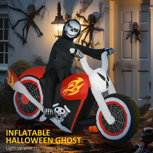 AEELLEEA 6' Inflatable Skeleton Motorcycle Halloween Decoration, Outdoor Yard Decor