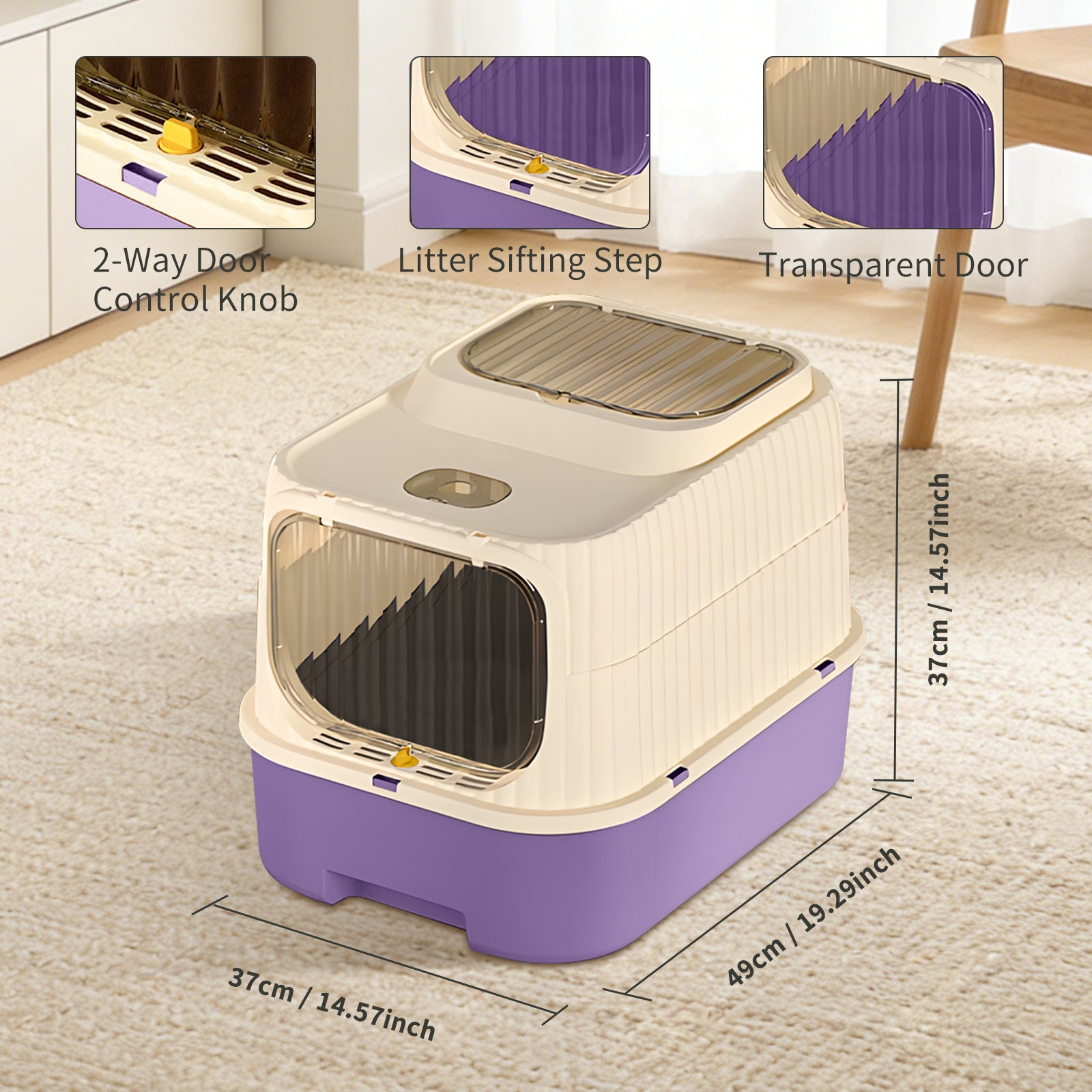 Indoor Cat Litter Box with Enclosed Hood Top Opening Easy Access Convenient Daily Care for Cat Pet Owners at Home
